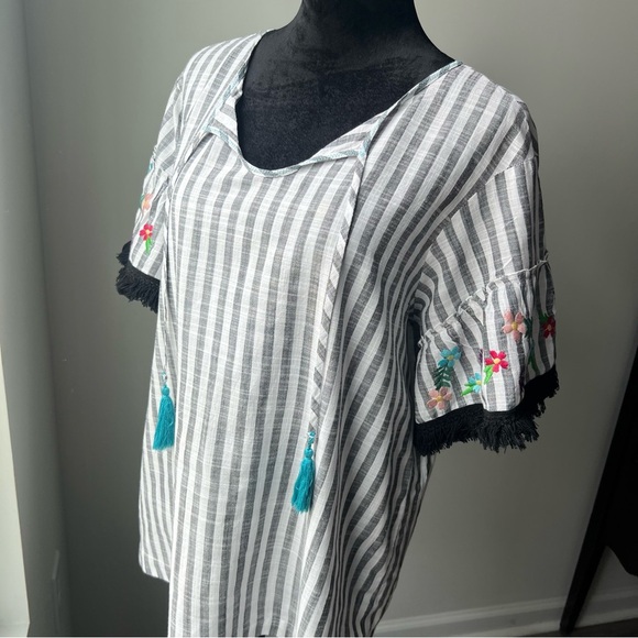 Rafaella Tie Front Short Sleeve Blouse - Large - Picture 3 of 8